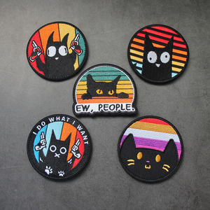 Hago lo que quiero Parches bordados de gato arcoíris Pegatinas creativas para mochila al aire libre y banda para el brazo para prendas - Product Image 1