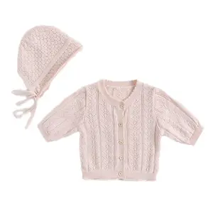 OEM ODM Factory Little girls Cardigans Button Knitted Sweater children clothing