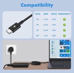 High Quality 90W <b>USB</b> <b>C</b> Power Adapter TYPE <b>C</b> Fast Charging Wall Charger for Dell Laptop Portable Computer QC3.0 - Product Image 2