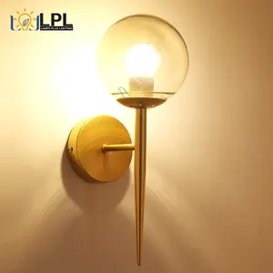 Lampu dinding bulat molekul Modern sederhana, lampu samping tempat tidur emas hitam Model baru, lampu teknik dinding Nordik kreatif