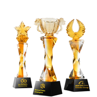 Trophées de verre d'honneur personnalisés Creative Outstanding Staff Competition Awards UV Crystal Souvenirs Trophées