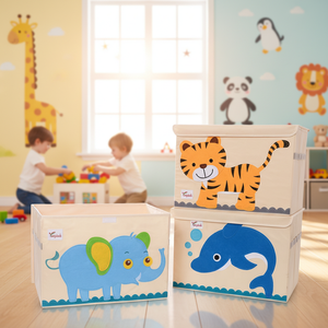 Cajas Organizadoras Grandes Impermeables <span class=keywords><strong>de</strong></span> Tela Oxford, Plegables, Apilables, Caja <span class=keywords><strong>de</strong></span> Almacenamiento <span class=keywords><strong>de</strong></span> Juguetes para Niños con Asas - Product Image 1