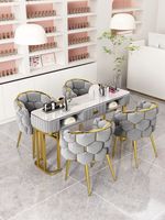 Ensemble de tables à ongles en fer de style moderne et commercial de haute qualité avec mobilier de salon de manucure en velours Mengyao
