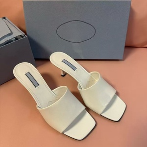 Luxury Designer Heeled <b>Slide</b> Sandals High-Quality Square Toe Non-<b>Slip</b> Outdoor Casual <b>Slides</b> for Women - Product Image 1