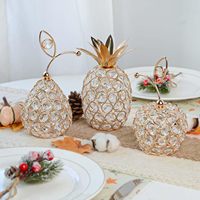 Centre de table élégant en cristal et métal en forme d'ananas et de poire, bougeoir en cristal, ornement de fruit creux pour la maison et les fêtes