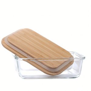 Wholesaler <b>Glass</b> Lunch Bento <b>Box</b> Eco Friendly Meal Prep Containers Airtight <b>Glass</b> Food Storage Containers with Bamboo Lids - Product Image 2
