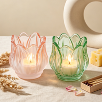 Mini porte-bougie en verre en forme de tulipe colorée, romantique et élégant, 115 ml (4 oz), pour la fabrication de bougies, idéal pour la décoration de mariage et de Noël