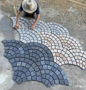 Hiện đại màu xám fan hâm mộ mô hình đá granit Cuội Phong cách Lưới lát đá cho đường lái xe & bên ngoài cảnh quan công viên ứng dụng - Product Image 2