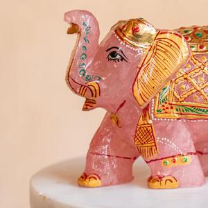 Estatua de Elefante de Cuarzo Rosa Estilo Feng Shui, Decoración para el Hogar, Arte Popular de Jade, Animal Tallado en Cristal, Material de Piedra Preciosa - Product Image 4