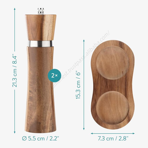 Molinillo de Sal y Pimienta de Madera de Acacia de 8 Pulgadas, Premium, al por Mayor - Product Image 5
