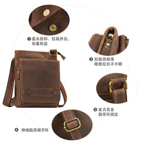 Sac bandoulière pour homme Dujiang en cuir véritable, grande capacité, résistant à l'usure, usage quotidien, printemps 2026 - Product Image 3