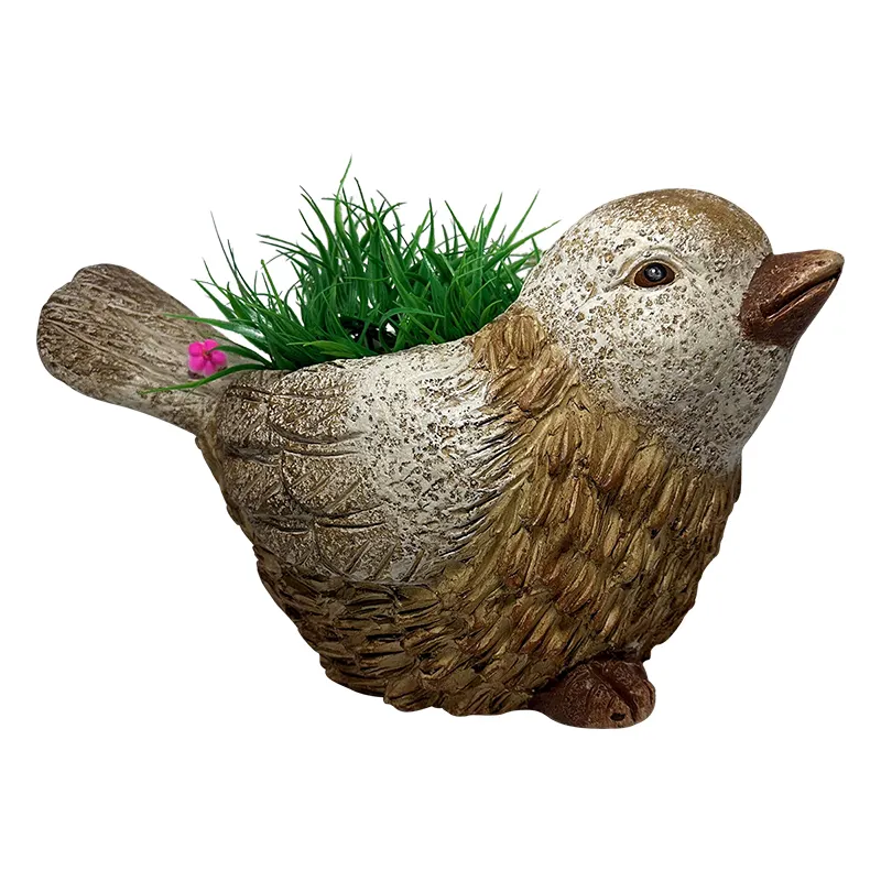 Высокое качество смолы птица фигурка птица цветочный горшок для сада животных украшения