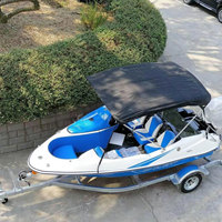 Mini Bateau de Pêche 4,6 m, Bateau Rapide Sportif Compact Coque en Fibre de Verre, Yacht de Pêche Abordable de 15 Pieds avec Moteur Hors-Bord, Bateau de Surf
