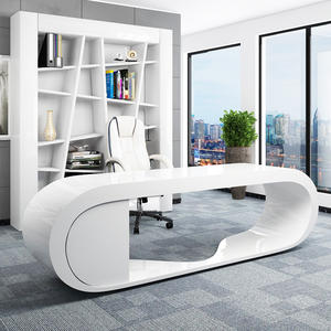 Personalización personalizada Oval Redondo Escritorio <span class=keywords><strong>de</strong></span> oficina ejecutiva Blanco Minimal Elegante <span class=keywords><strong>Abogado</strong></span> Escritorio <span class=keywords><strong>de</strong></span> oficina - Product Image 4