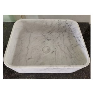 China Wholesale Super Quality Square Natural Stone <strong>Hand</strong> <strong>Wash</strong> Basin Italian Carrara White Marble Basin <strong>Set</strong> - Product Image 2