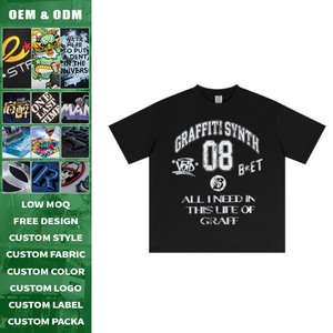 Camiseta de algodón de punto para hombre con estampado digital de letras estilo grafiti universitario americano, manga corta, hombro caído, antibacteriana - Product Image 2