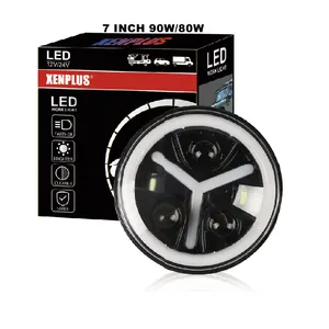 Lw3 trator de led automotivo, alta potência, 7 polegadas, 75w, 80w, led, pesquisa, feixe alto/baixo, drl, preto, redondo, luz de trabalho