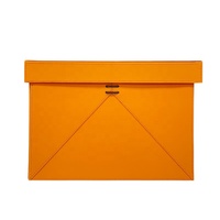 Luxe Orange Gris Rectangle PU Cuir Bureau Poitrine Armoire Armoire Vêtements Jouet Pliable Organisateur Boîte De Rangement Bin