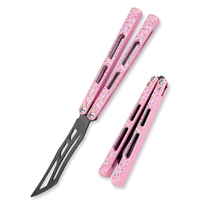 TGZUO Donut Edition Balisong <strong>Trainer</strong> CNC Aluminum Handle Safe <strong>Butterfly</strong> <strong>Knife</strong> for Beginner Flipping Practice EDC Tactical Tool - Product Image 1