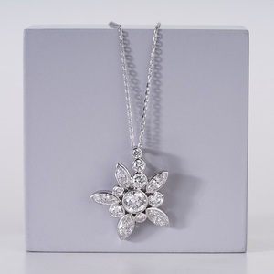 จี้เพชรเลี้ยงในห้องปฏิบัติการสุดหรูหรา พร้อมสร้อยคอทองคำ 14K สำหรับผู้หญิง เครื่องประดับชั้นดี ประดับเพชรระยิบระยับ สวยงามเหนือกาลเวลา - Product Image 1