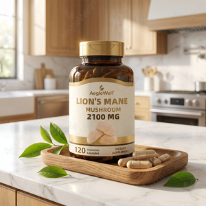 AegleWell Capsules de Champignons Crinière de Lion 120 Unités - 2100mg par Portion, Favorise la Concentration, la Mémoire et le Bien-être Cognitif, Végétarien - Product Image 3