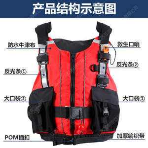 Chaleco Salvavidas Yasyan de Alta Resistencia para Aguas Abiertas, 150N de Flotabilidad, Rojo Reflectante, Talla Única, Chaleco de Rescate para Bomberos - Product Image 2