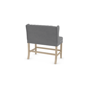 Banqueta de Bar Confortável em Veludo Preto para Proprietários de Restaurantes com Acabamento em Tachas e Pernas de Carvalho, Banqueta Decorativa Luxuosa - Product Image 4