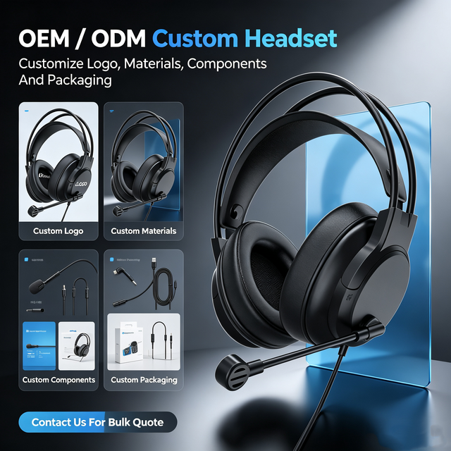 OEM ODM Talking Headset Wired USB Computer Headphones with Inline Control for PC Laptop