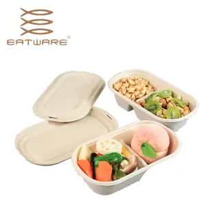 100% Biodegradable Bamboo Pulp Wedding Use 3 Compartment Food Plate