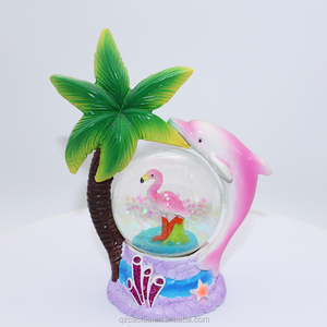 Globo de Nieve Personalizado con Tema de <span class=keywords><strong>Playa</strong></span> en Resina 3D, Recuerdo con Animales Marinos, Delfín, Globo de Agua con Flamenco para Regalo o Decoración - Product Image 1