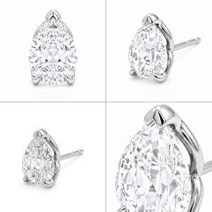 925 Sterling <b>Silver</b> Classic Rhodium Plated Moissanite <b>Stud</b> <b>Earrings</b> Pear Shape Brilliant Cut Claw <b>Set</b> for Wedding Party Gift - Product Image 4