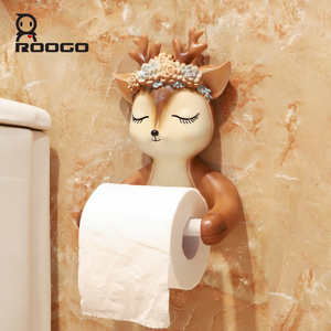 Roogo-portarrollos de <span class=keywords><strong>papel</strong></span> higiénico portátil de plástico suave, portarrollos de PVC para decoración del hogar, ciervo encantador - Product Image 3