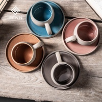 Ensemble tasse et soucoupe à café latte en céramique vintage FENN Gary Clay 250 ml – Vente en gros – Porcelaine écologique pour le thé et le café de l'après-midi