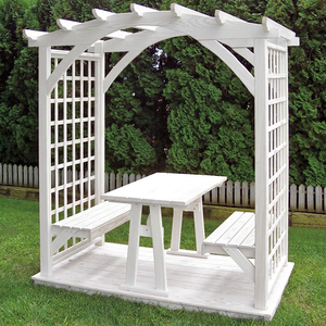 Pergola de jardin en bois avec table et banc, treillis, pavillon, abri pour cérémonie de mariage en plein air, ombrage pour patio - Product Image 1