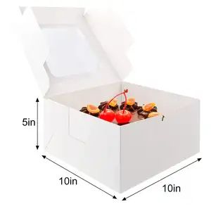 2023 White Paperboard Disposable 10x10x5 Bakery Cake Box with Cake Board Promotion