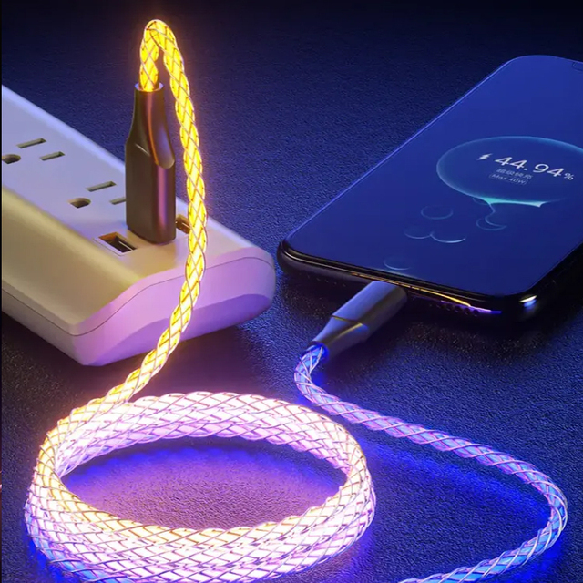 50% OFF Light Charging Cable Fast Charger Multi Cable LED Flowing Type C TPE Charging Cord for IPhone Cable De Carga