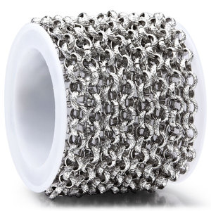 Wholesale Textured Rolo <b>Chain</b> | Embossed O Ring <b>Necklace</b> <b>Chain</b> Roll for Jewelry Making - Product Image 4