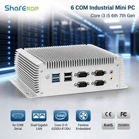 Sharerdp Factory Direct Core I3 I5 Generasi ke-6 & ke-7 6200U 7200U 8130U 6COM 2 Gigabit LAN Embedded Industrial Fanless Mini PC Komputer
