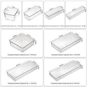 Boîte <span class=keywords><strong>de</strong></span> rangement en plastique transparente rectangulaire, minimaliste, à emboîtement libre, pour tiroir, facile à nettoyer, multifonction, pour papeterie - Product Image 6