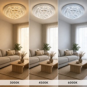 Plafonnier en cristal de 400 mm à 5 niveaux en cascade avec prisme et cadre chromé, luminaire de luxe pour la maison, vente en gros de l'usine de Zhongshan - Product Image 3