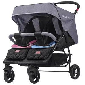 공장 도매 아기 더블 좌석 접이식 큰 바퀴 아기 더블 침대 카트 어린이 여행 시스템