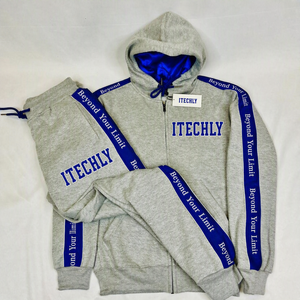 <span class=keywords><strong>Completo</strong></span> da <span class=keywords><strong>Uomo</strong></span> 2 Pezzi ITECHLY: Felpa con Cappuccio e Pantaloni della Tuta con Zip, Grigio <span class=keywords><strong>Blu</strong></span> Royal, Streetwear Personalizzato all'Ingrosso - Product Image 1