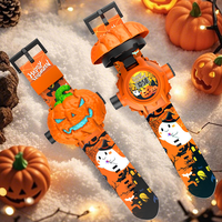 3D dessin animé Halloween citrouille projecteur montre lampe de poche enfants jouets affichage numérique montre éducation précoce torche lumière