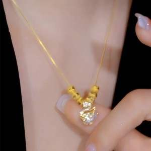 Swan Diamond Necklace For Women Round Brilliant Cut Pendant Clavicle Chain Everyday Wear - Product Image 2