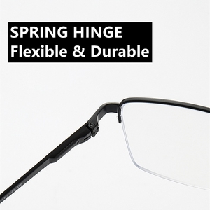 Occhiali da vista montature di alta qualità da uomo blu Ray taglio piccolo rettangolo argento acciaio Semi-montante cerniera a molla 2025 ottico - Product Image 5