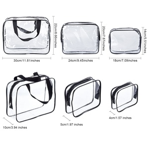 3 Pack PVC Clear Waterproof Quart Size Travel Makeup Cosmetic <b>Toiletry</b> <b>Bag</b> Transparent Organizer <b>Bags</b> <b>for</b> Women and <b>Men</b> - Product Image 2