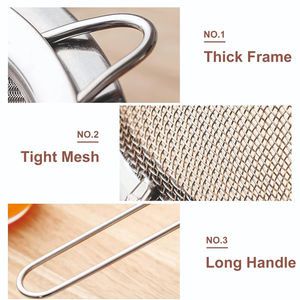 Premium 3 Pc Stainless Steel Fine Mesh Strainer Set for Tea Coffee Juice and Cooking Use Dishwasher Safe Eco-Friendly - Product Image 5
