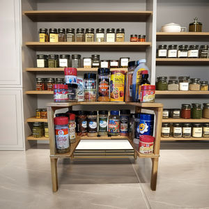 Porta spezie in bambù Organizer Cabinet regolabile a 2 livelli per la casa di conservazione della cucina durevole pieghevole in legno espandibile scatola di imballaggio - Product Image 2