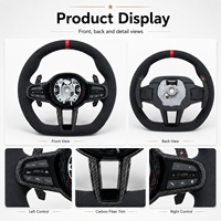 Volant sport en cuir et fibre de carbone de haute qualité avec palettes de changement de vitesse, support boutons M1 M2 et affichage LED – Direct Usine