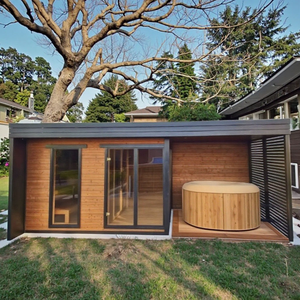 ساونا جافة فاخرة عالية الجودة للحدائق الخارجية، ساونا بخار رطب كبيرة تعمل بالخشب مع فرن تسخين كهربائي بقوة 6 كيلو واط وقدرة 9 كيلو واط - Product Image 2